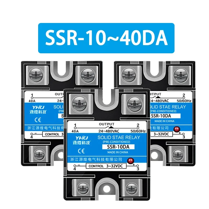 

SSR-10 DA / 25DA / 40DA Single Phase DC controlled AC SSR single phase solid state relay with plastic dust cover Heat Sink220V