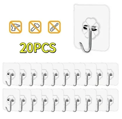 Transparent Self Adhesive Wall Hooks Heavy Duty Multi-Purpose Wall Hook Key Holder Towel Holder For Kitchen Bathroom Accessories