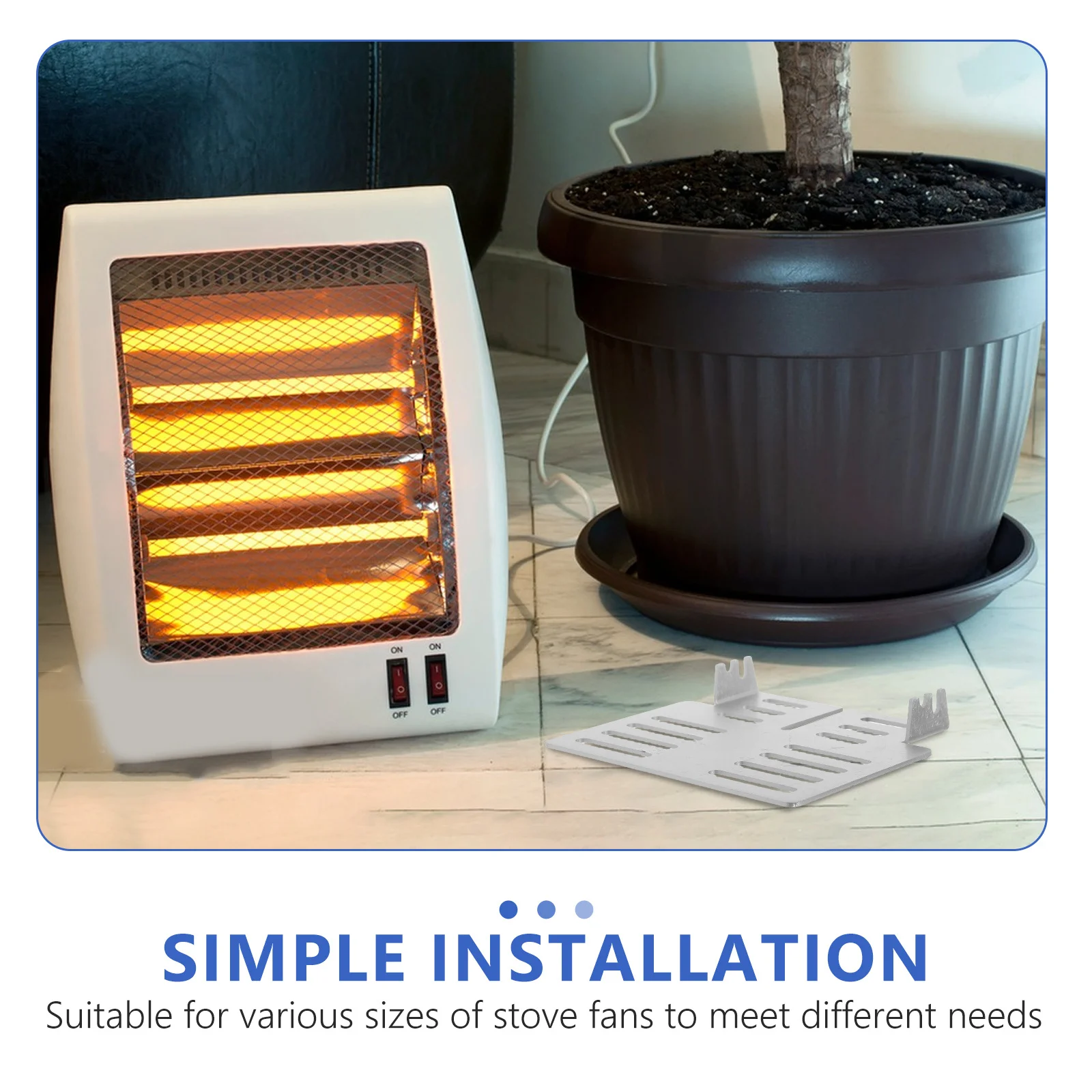 1 Juego de soporte de montaje para ventilador de hogar de acero inoxidable, soporte ajustable para ventilador de estufa, accesorios para estufa de leña alimentados por calor, calentador