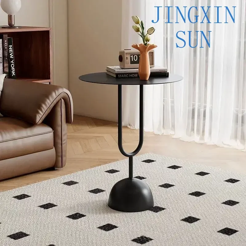 Metal Coffe Table  Round Side Table Modern Coffee Drink Cocktail Table Accent Pedestal Tables for Living Room