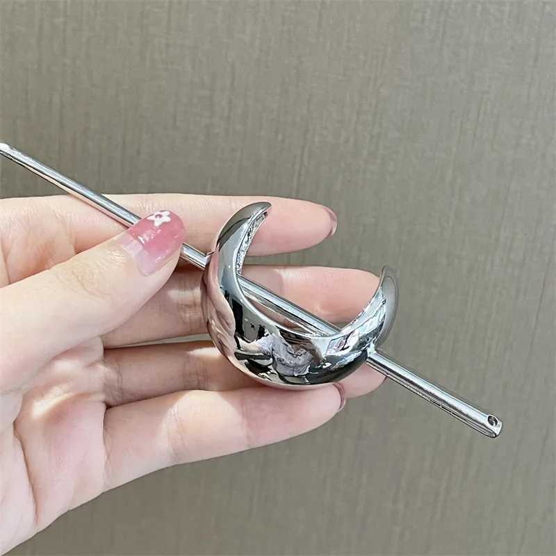 Silver Color Metal Arc Metal Hair Styling Tool Hair Accessories Minimalist Hair Sticks For Women Hairpin Barrette Hairstyle 2022