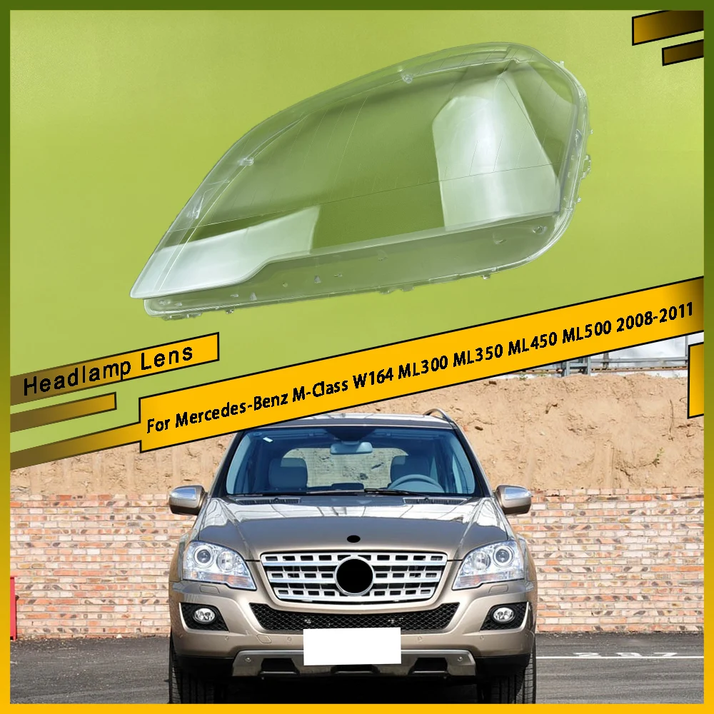 Car Front Transparent Glass shell Headlight Shell Cover Lens For Mercedes-Benz M-Class W164 ML300 ML350 ML450 ML500 2008 - 2011