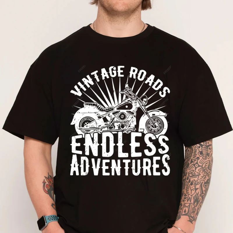 

Vintage Motorcycle Design T-shirt 100% Cotton Men Shirt Casual Short Sleeve Clothing O-neck Top Tees