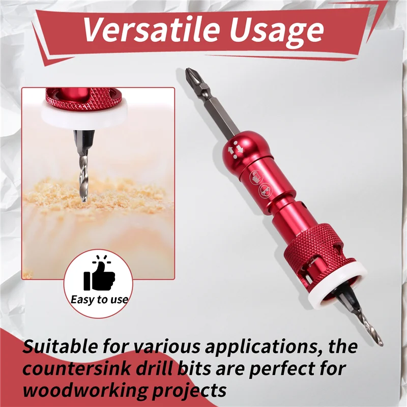 

AB15-For Drill Presses Low Friction Depth Stop Drill Bits Carbide Tipped Countersink Drill Bits For Precise Countersinking