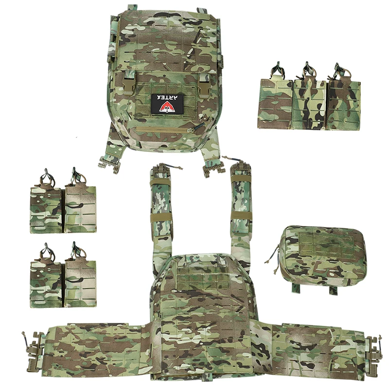 Artex 1000D Quick Release Modular Laser Cutting Molle System Tactical Vest with Double Triple Magazine Pouch