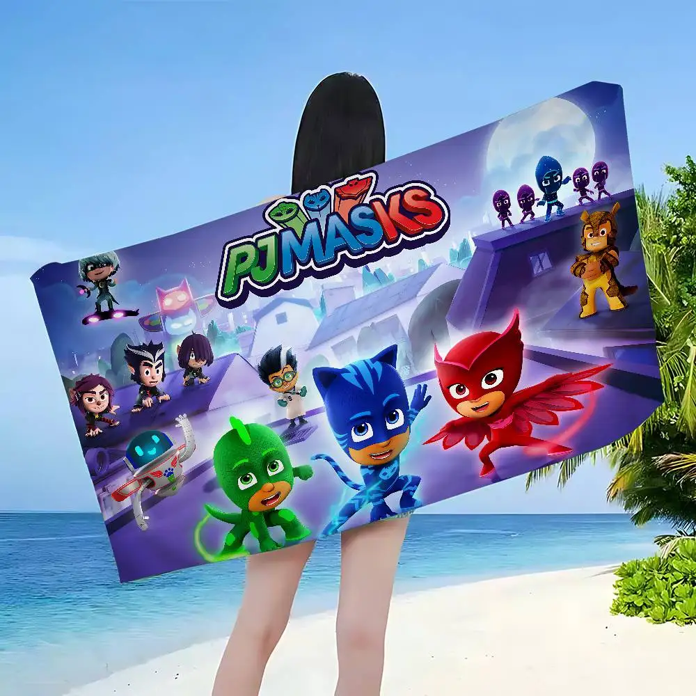 Cartoon PJ M-Masks Bath Towel Microfiber Soft Water Absorbing Breathable For Girl Kids Decorative Cartoon Beach Towel