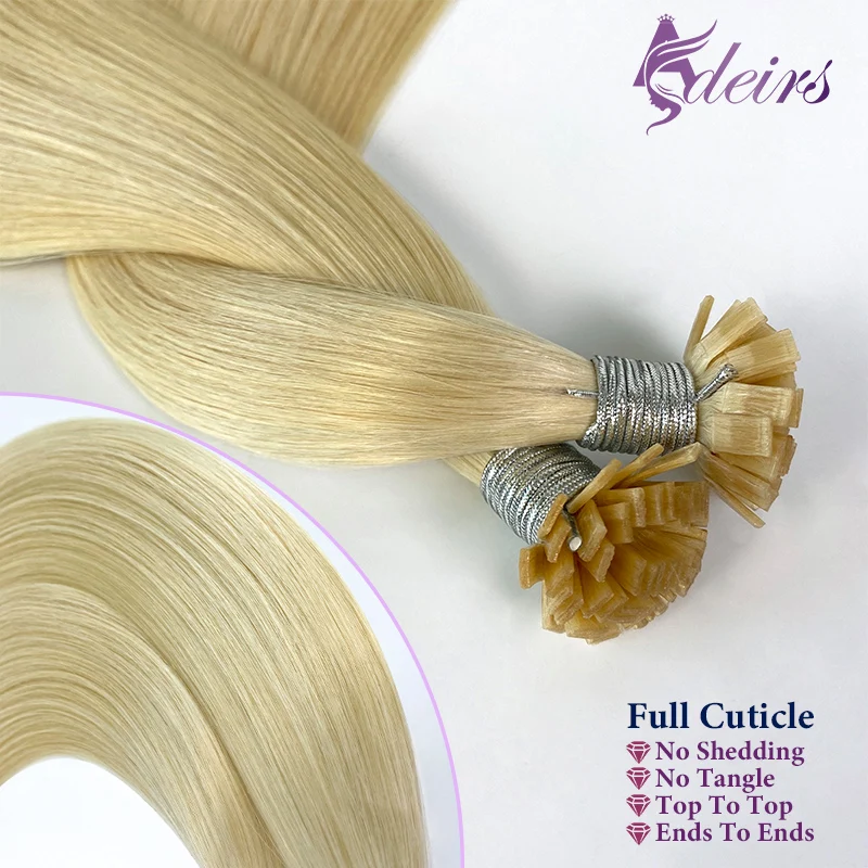 ADEIRS ตรงปลายแบนต่อผม 100% ผมมนุษย์จริงฟิวชั่น Keratin Capsule Hair Extensions สีน้ําตาลสีบลอนด์ 1g/Strand