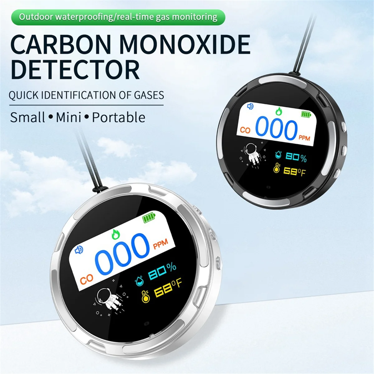 Carbon Monoxide Detector Household Air Quality Monitor Portable Carbon Monoxide Detector Black