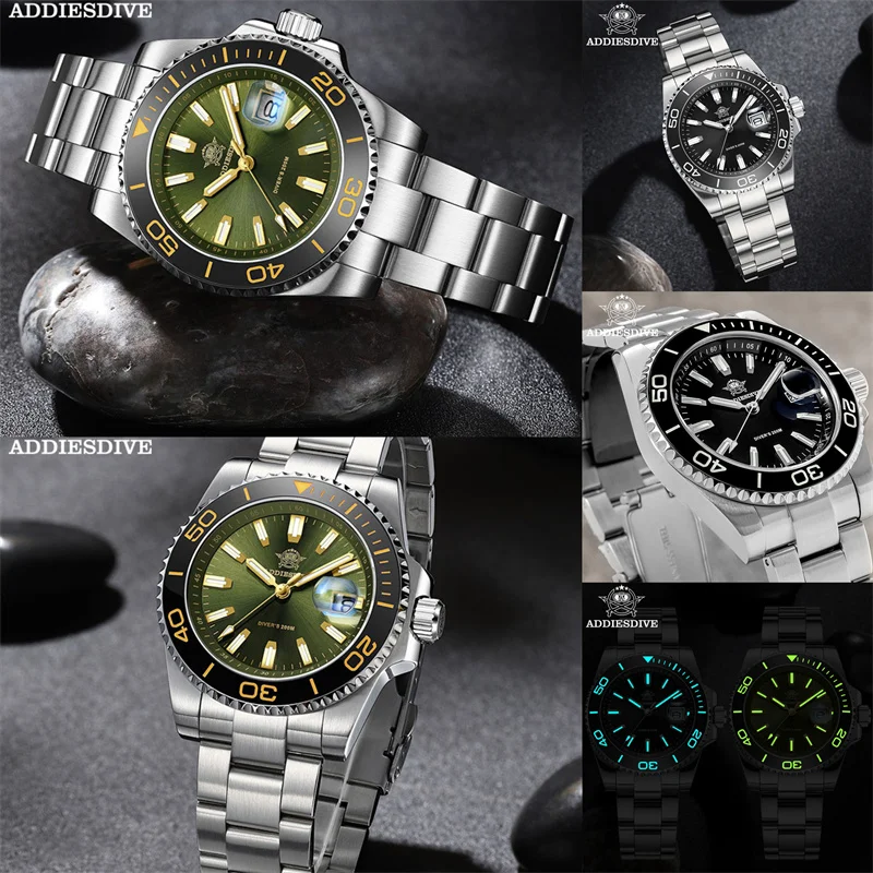 

ADDIESDIVE New 41mm Diving Watch Men Ceramic Bezel Luxury Quartz Wristwatch 200m Waterproof 316L Stainless Steel Super Luminous