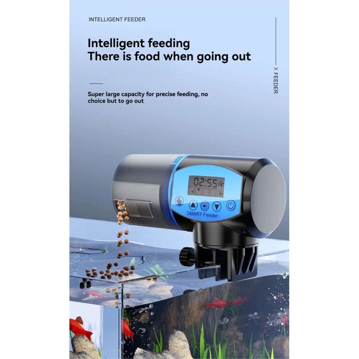 Automatic Fish Feeder Food Dispenser Digital Display Intelligent Timing Electric Fish Tool for Turtle