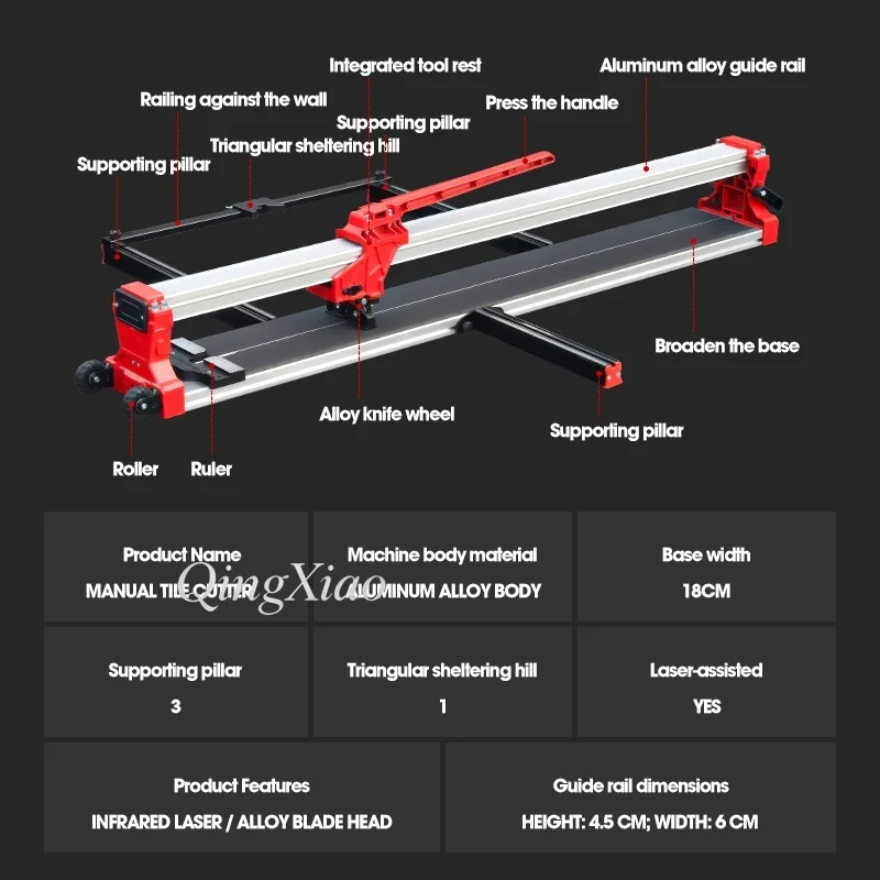 Single Rail Manual Tile Cutter Ultra Light Aluminum Alloy High Precision Push Pull Sliding Knife Tool For Ceramic Floor Tile