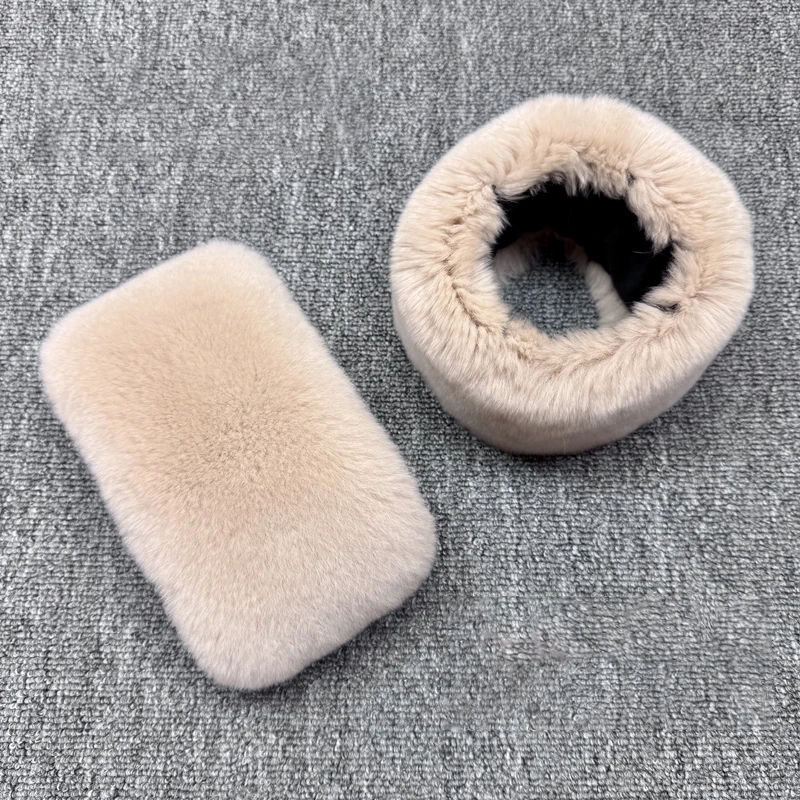 Real Rex Rabbit Fur Cuffs Fashion Natural Fur Cuffs Winter Warm Thickened Fur Wristband Luxury Fur Arm Wrist Windproof Cuffs