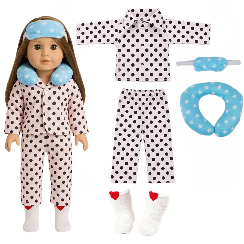Niedliche Puppenkleidung + U-förmiges Kissen und Socken für 43 cm große Babypuppen und 18 Zoll große amerikanische Puppen, Mädchenspielzeug der Marke Our Generation – Detail 7