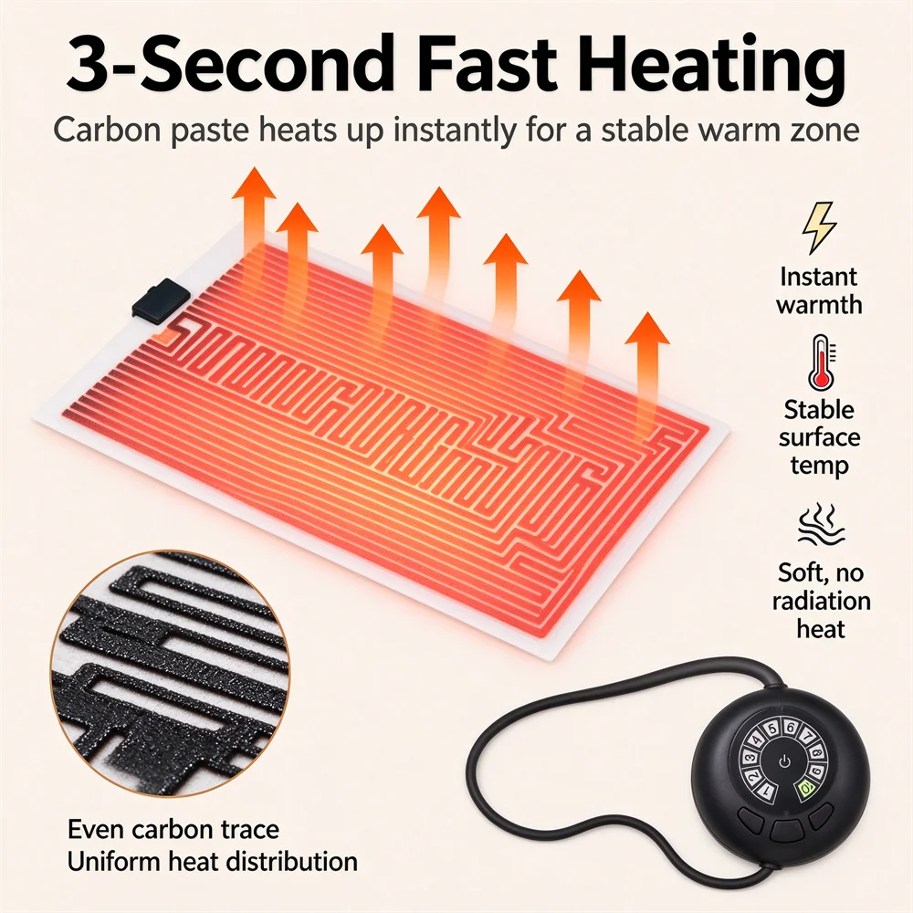 Electric Reptile Heat Pad for Snake Lizard Turtle, 5W-45W, 10-Level Temperature Control, 50C Max, Far Infrared Heating Mat