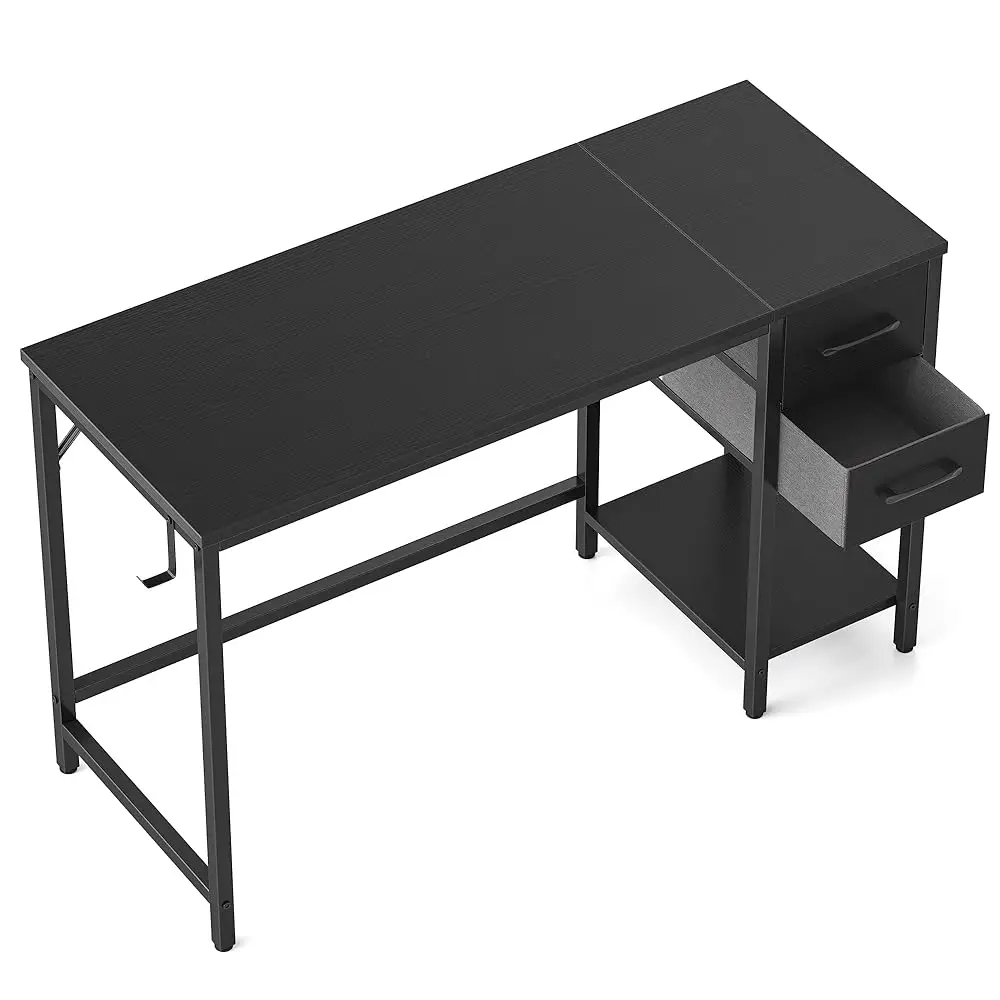 

Home Office Desk With 2 Drawers, 47 H Small Computer Desk, Writing Study Work Table For Bedroom, Black