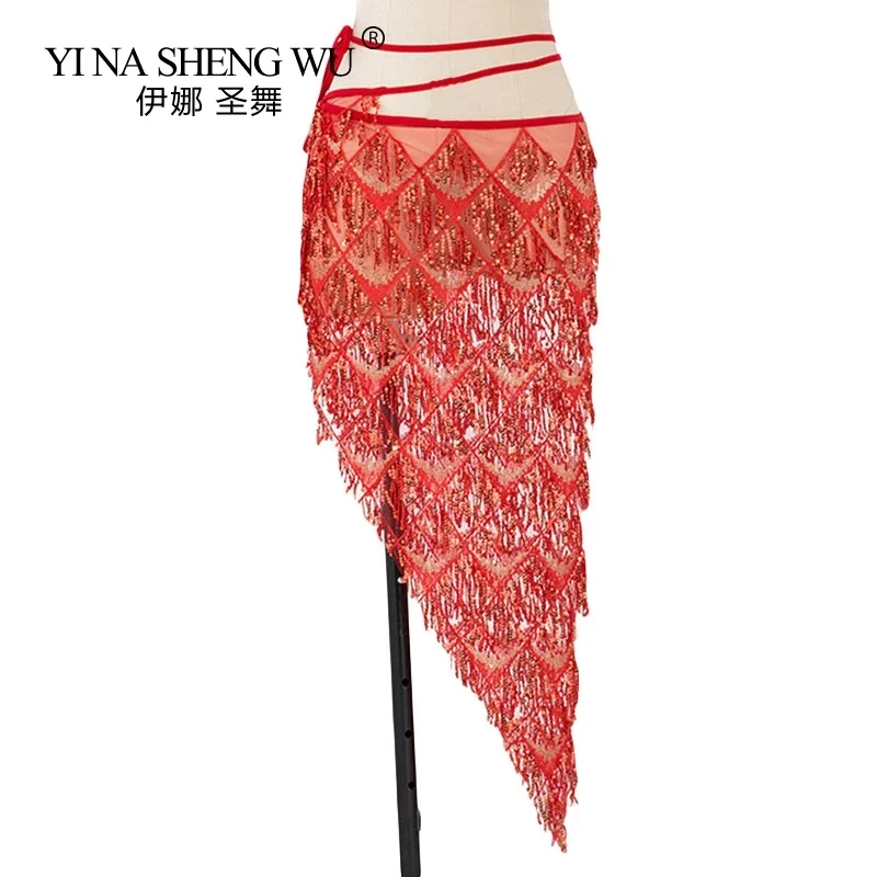Femmes sirène danse du ventre paillettes hanche jupe Bling Bling danse du ventre soutien-gorge + hanche écharpe 1pc paillettes gland danse du ventre hanche écharpe porter