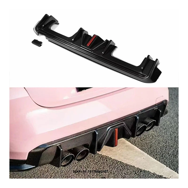 

For G80 G82 G83 M3 M4 New Dry Carbon Fiber LED Diffuser Exhaust Bolt-On Rear Bumper & Lip