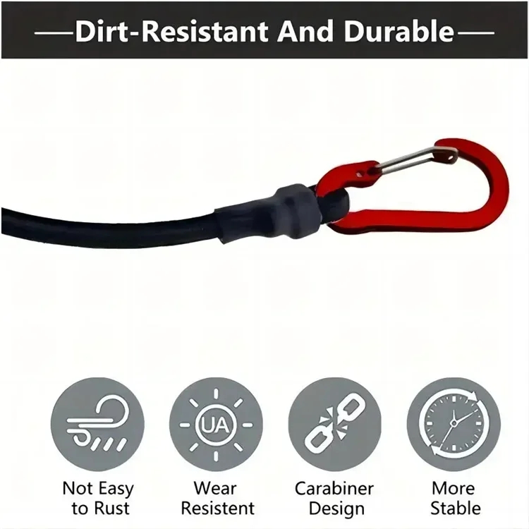 Elastic Strap with Hook Bungee Cord Heavy Duty Outdoor Elastic Bungee Strap for Luggage Roof Rack Tents Tarps