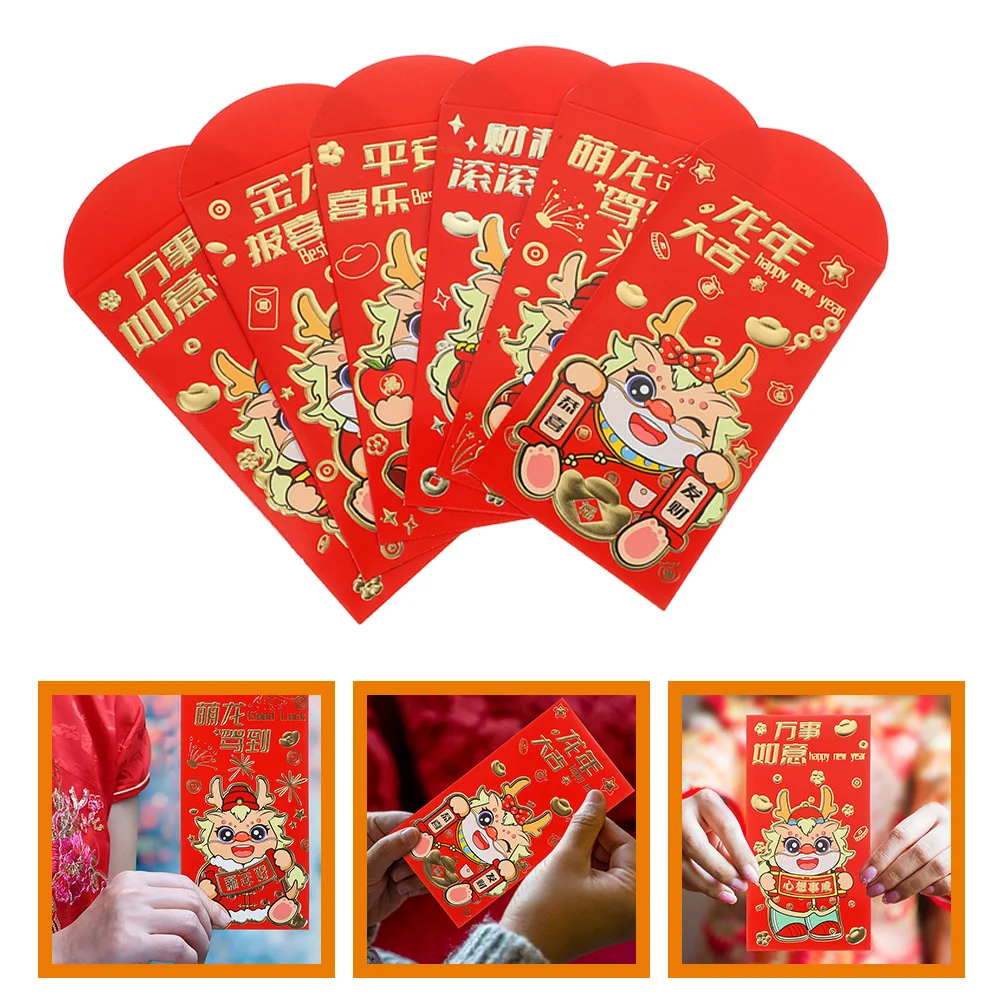 36Pcs Red Envelopes Chinese New Year Lucky Money Bags Thickened Paper Traditional Red Pockets Spring Festival Gift