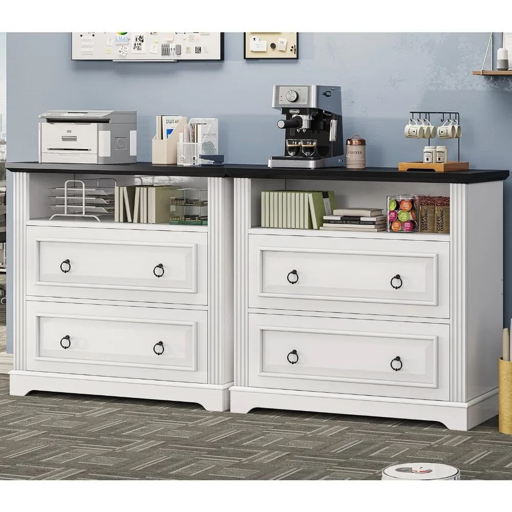 خزانة ملفات ذات درجين، خزانة ملفات المزرعة للمكتب المنزلي تناسب الرسالة، القانونية، حجم A4، خزانة ملفات جانبية خشبية #3