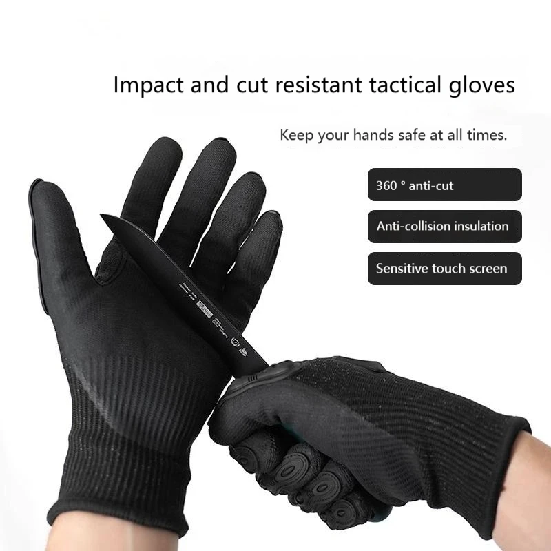 Guantes tácticos profesionales de nivel 5, protección de nudillos de combate, anticorte, fibra de carbono, fuerzas especiales militares al aire libre