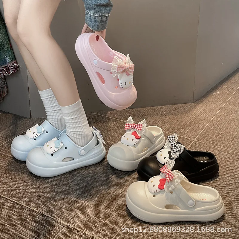 

Anime Hello Kitty Children Slippers Girls Soft Comfortable Slippers Women Cut-Outs Casual Versatile Outside Beach Sandals Gift
