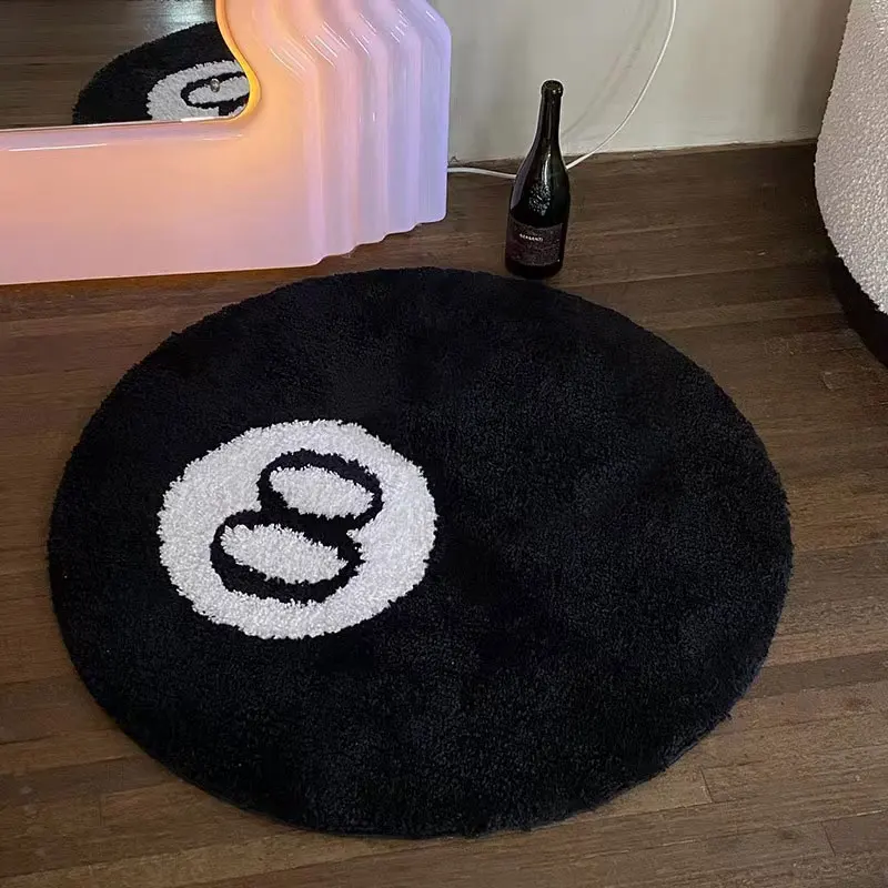 Halloween 8 Ball Rug Indoor Home Decoration Spooky Halloween Gifts 8 Ball Accent Round Tufting Soft Rug Horror Movie Mat