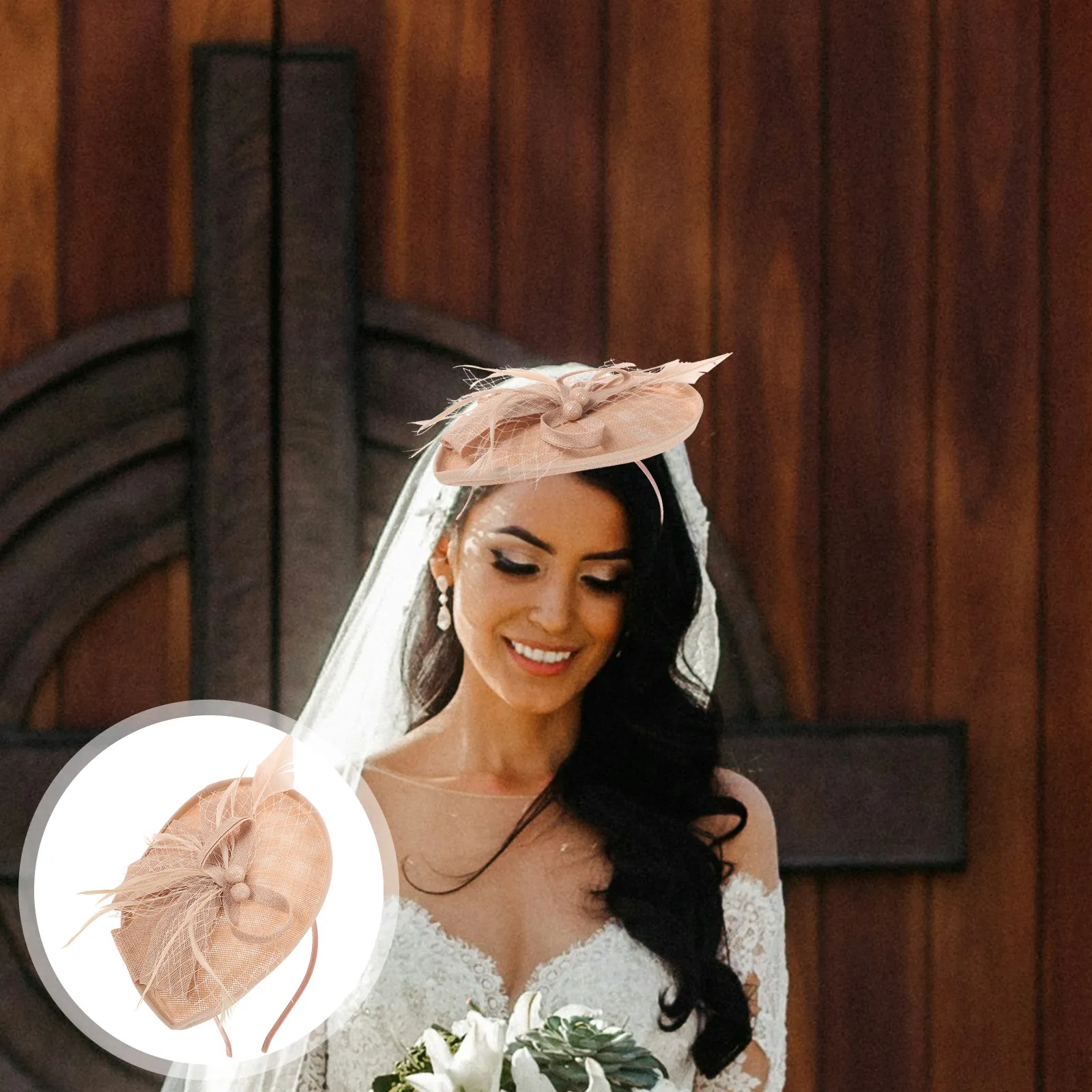 

1 шт. Цветочная повязка на голову с вуалью, шикарный аксессуар для волос для вечеринок, реквизит для фотосессий, женский головной убор