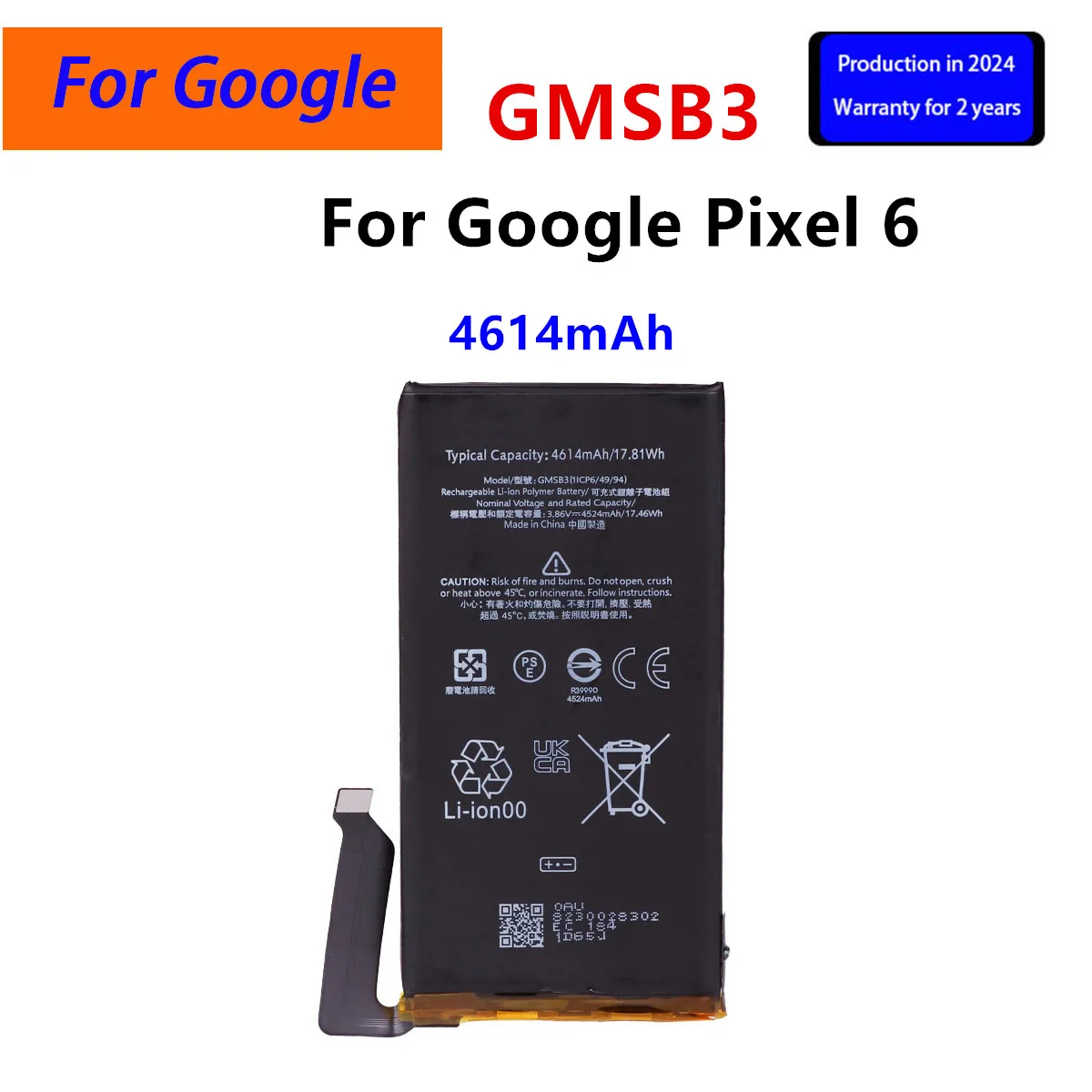 

100% Orginal GMSB3 4614mAh Replacement Battery For HTC Google Pixel 6 Pixel6 Mobile Phone Batteries