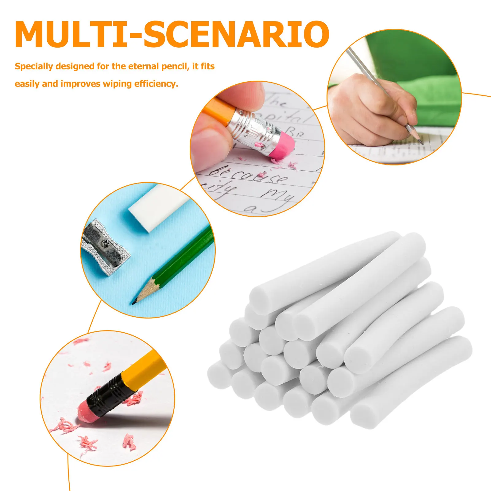 200Pcs Mechanical Pencil Eraser Replacement Long Strip White Erasers Bulk Drawing Sketching Art Supplies Pencil Eraser Rubber