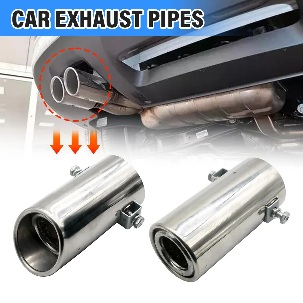 Silenciador universal de ponta de tubo de escape de carro, aço inoxidável, boca inclinada, boca plana, tubo traseiro, veículo, substituição automática