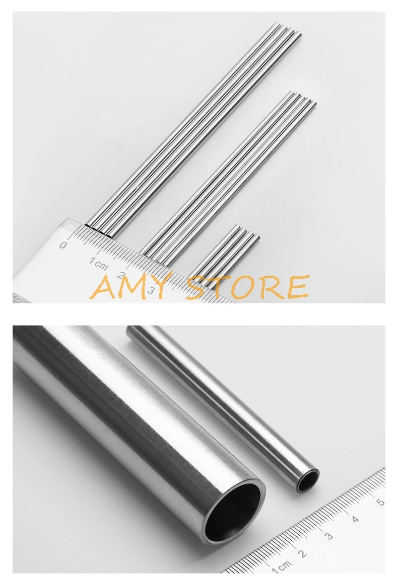 5 pces prata 304 tubo capilar de aço inoxidável od 0.4mm id 0.18mm comprimento 250mm polido