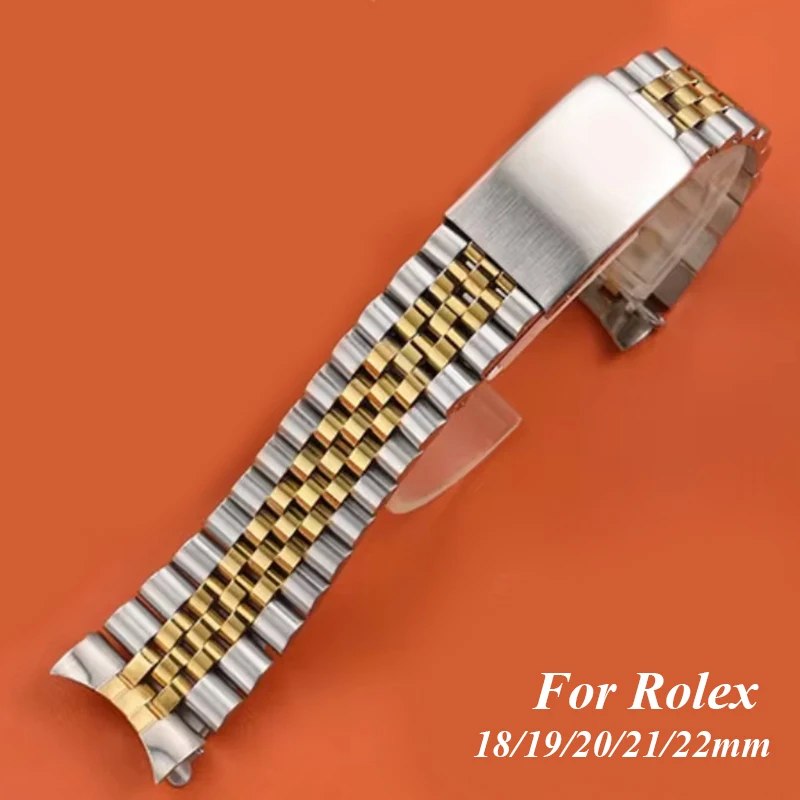 Curved End Watch Band for Jubilee Strap for Rolex DATEJUST Luxury Stainless Steel Bracelet Accessories 18mm 19mm 20mm 21mm 22mm