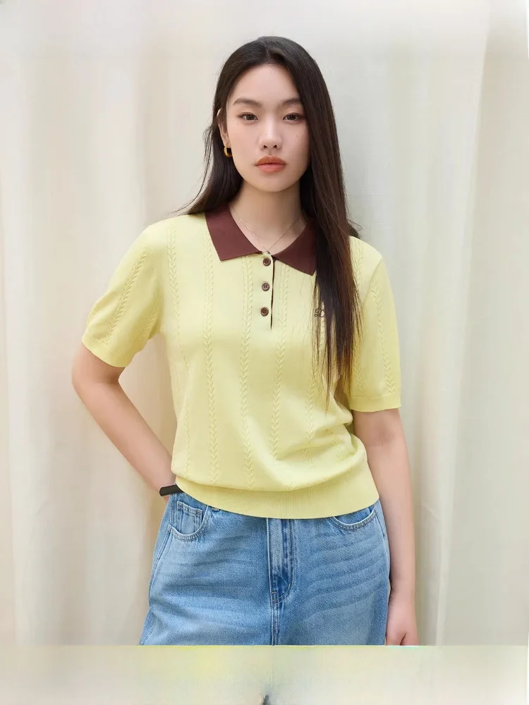 

Ele Commuter Sle Large Size Ne Knitwear Fre Youth Slimming Top for Summer Season by Solo Bouquet