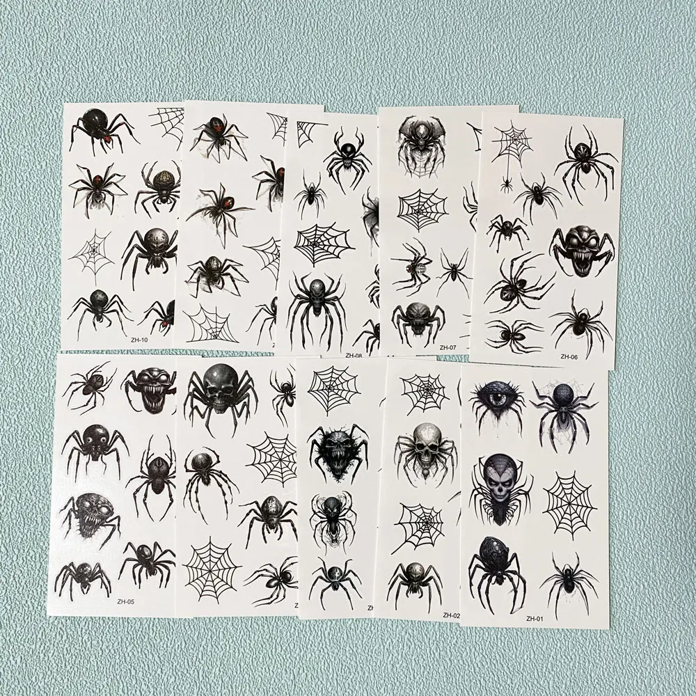 10pcs Spider Web Tattoo Stickers for Halloween Disposable Temporary Tattoos For Men Women Face Makeup Body Decr for Children