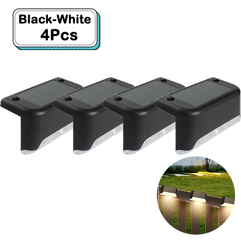 Outdoor Solar Step Lights Warm witte LED waterdichte trappadverlichting voor tuin terras hek balkon decoratie zonne-energie