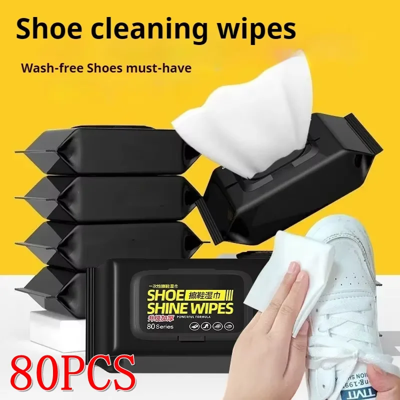 12/30/80Pcs Sneakers Cleaner Shoes Cleaner Portable Disposable Powerful Cleaning Wipes Shoe Wipes Cloth Work on White Shoes
