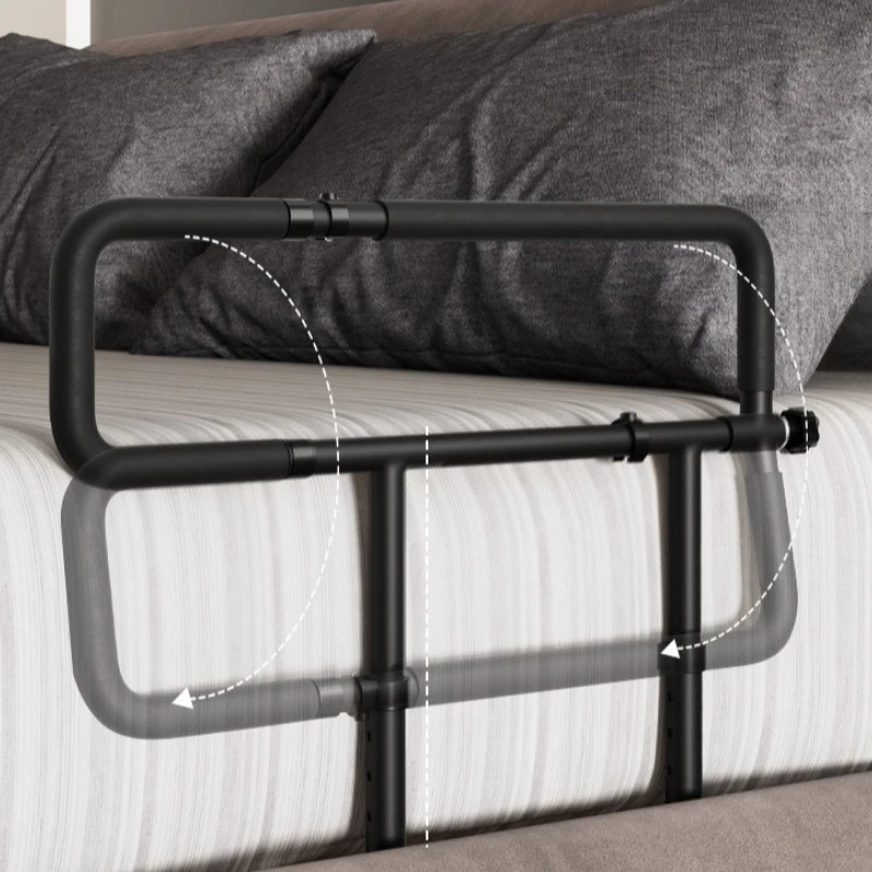 Folding Bed Rail, Adjustable Telescopic Standing Assist Handle, No-Drill Bedside Support for Elderly, Pregnant & Nursing Home