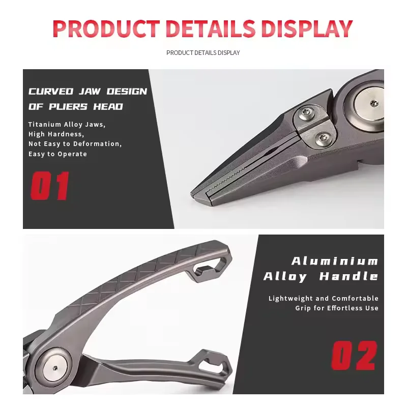 Latest Design 7-Inch Titanium Saltwater Fishing Pliers Crimping Pliers For Stream Fishing