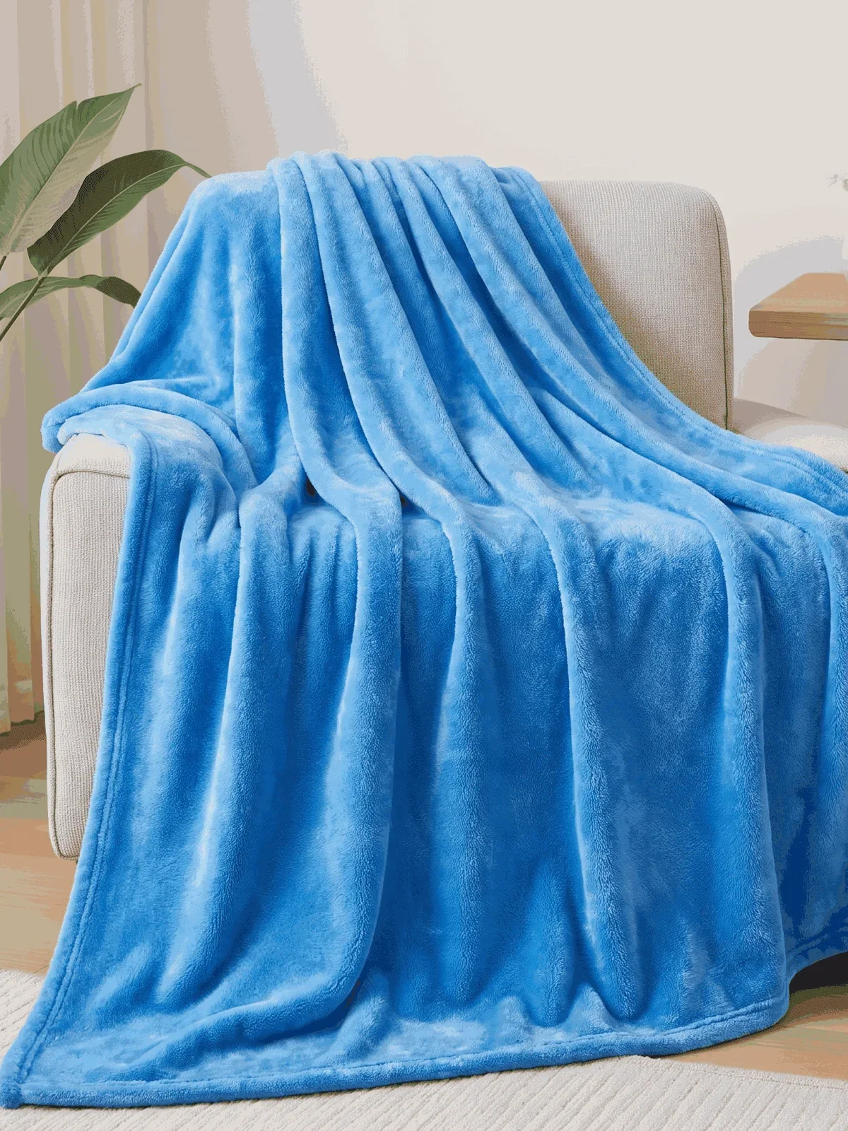 Solid Flannel Blanket, 3 Colors 4 Sizes, Soft Plush Throw For Lap Shoulder Couch Bed Coffee Brown