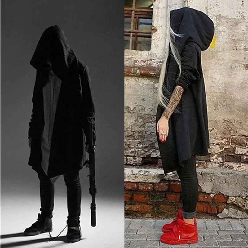 Men's Hooded Sweatshirt black dress hip hop cloak Hoodie fashion jacket long sleeve cloak men's assassin jacket