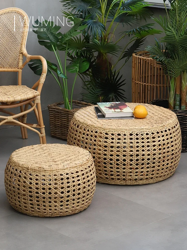 Rattan Tea Table Home Small Apartment Living Room Sofa Side Table Simple Woven Creative B & B Style Tea Table