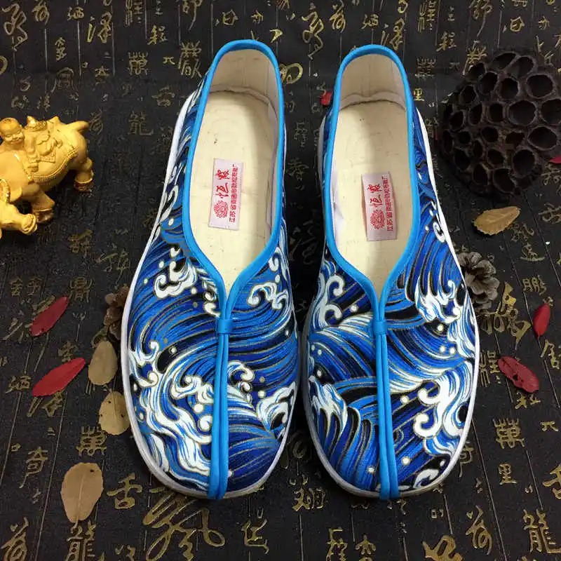 

Old Peking Wedding Ceremony Cloth Shoe Layers Sole Chinese Ethnic Classical TaiChi Shoes Stage Opera Practice Fabric Shoes OA008