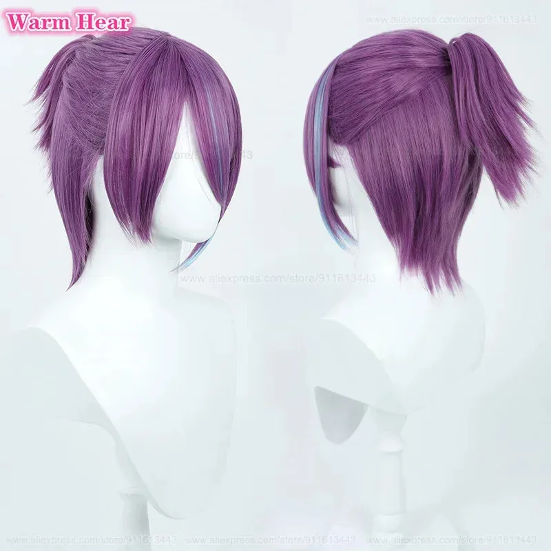2 Gaya Kamishiro Rui Sintetis Pendek 35Cm Campuran Warna Cosplay Anime Tahan Panas Rambut Wig Pesta Halloween