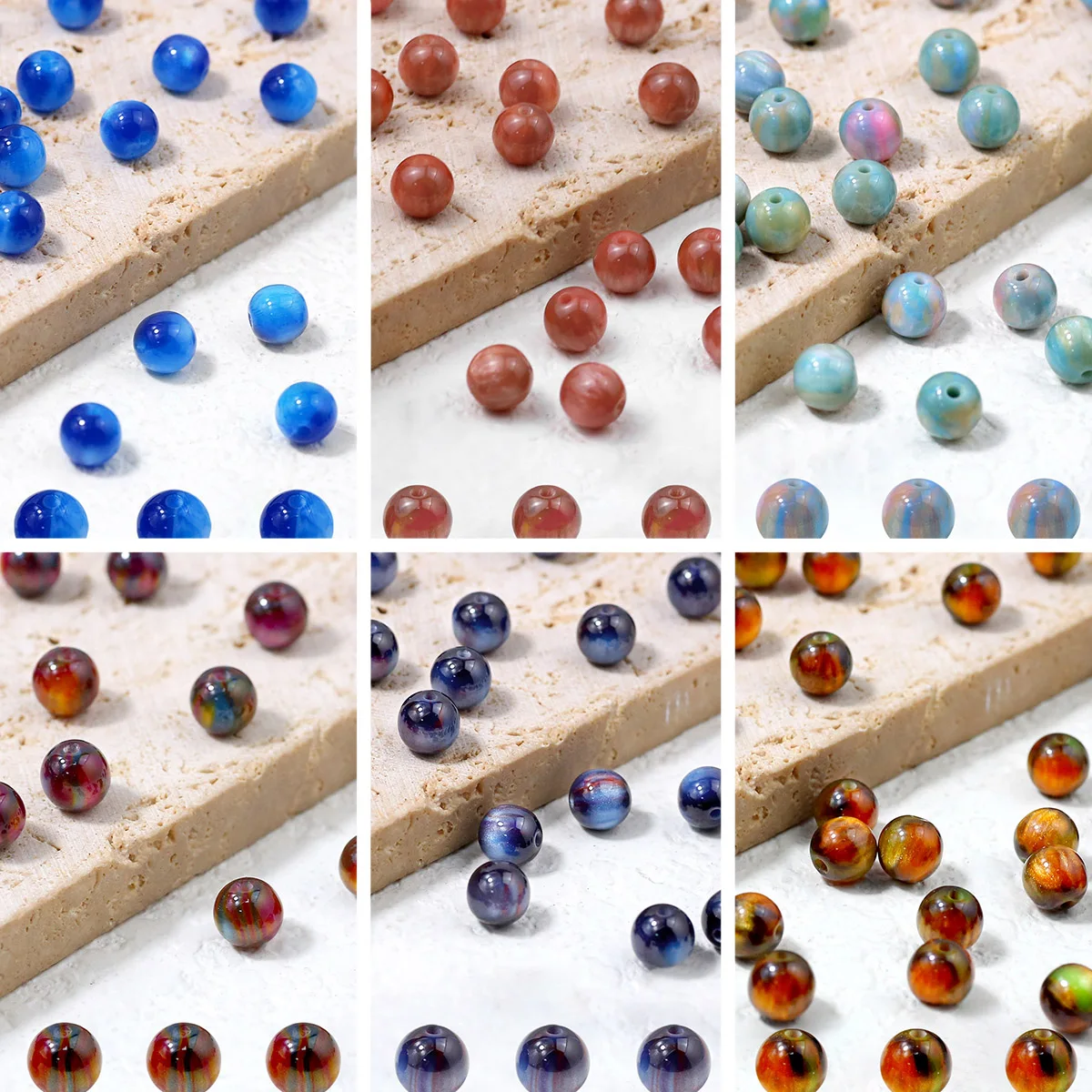 8/10mm Illusion Farbverlauf Star Sky Gemischte Farbe Acryl Lose Perlen Für Schmuck Machen Armband DIY Schlüsselbund zubehör