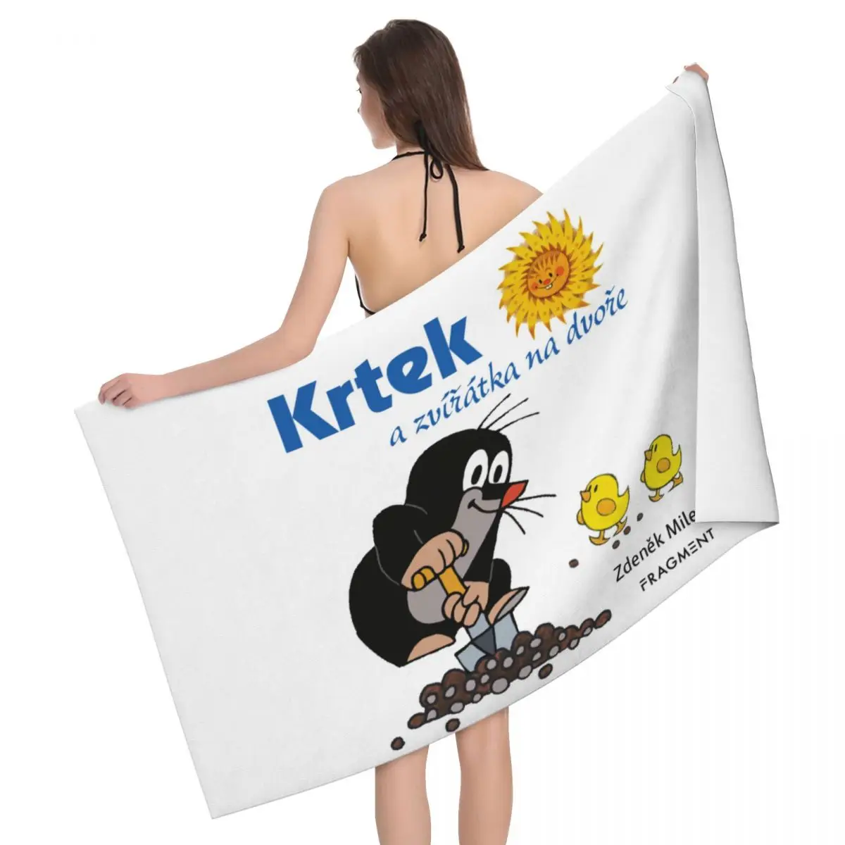 Custom Cute Krtek Little Maulwurf Beach Towel Quick Dry Mole Cartoon Comic Soft Linen Microfiber Pool Sauna Towels