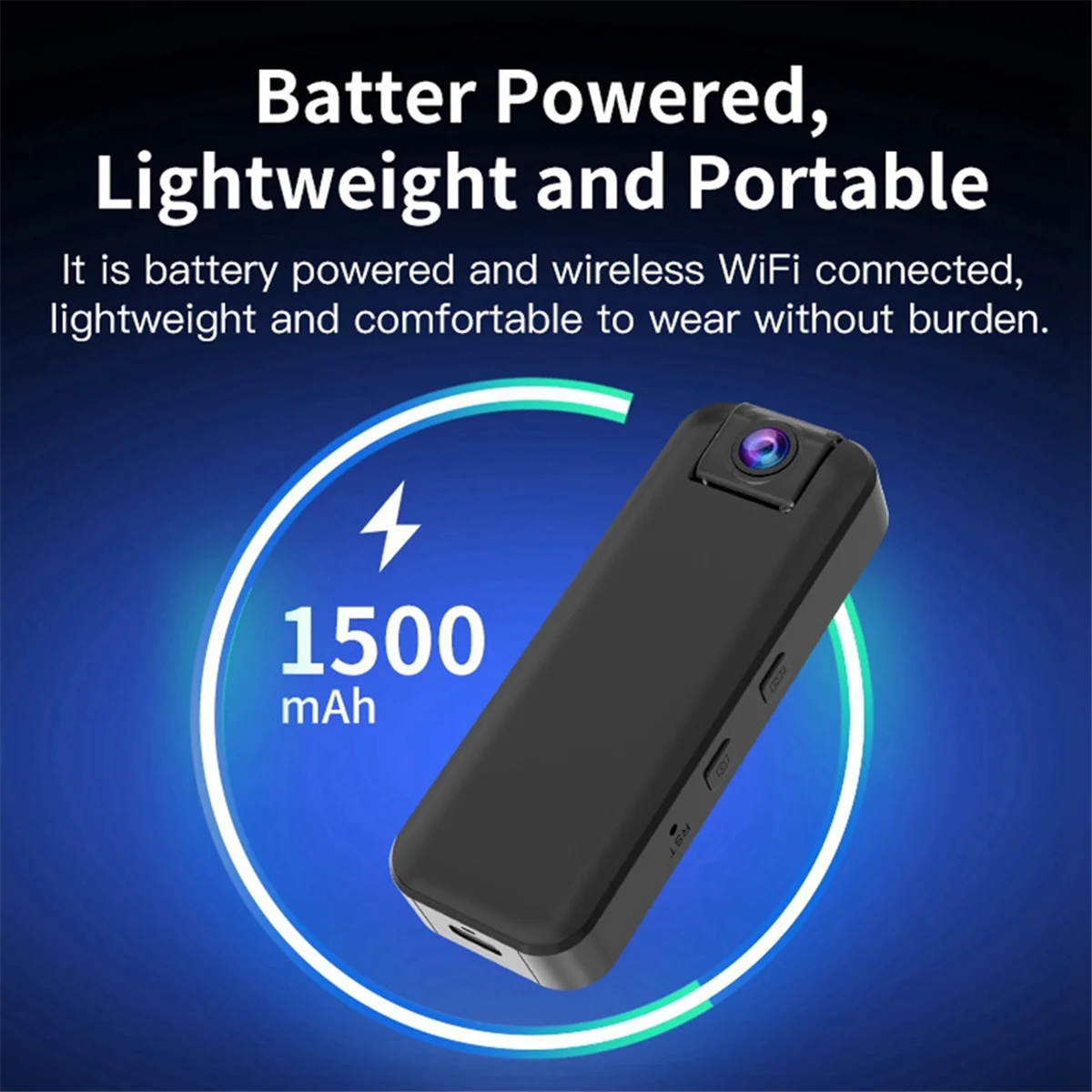 TEH-e1080P HD Wifi Portable Camera with 64GB TF Card 180° Rotating Lens 1500mAh Ultra-Long Battery Life One-Touch