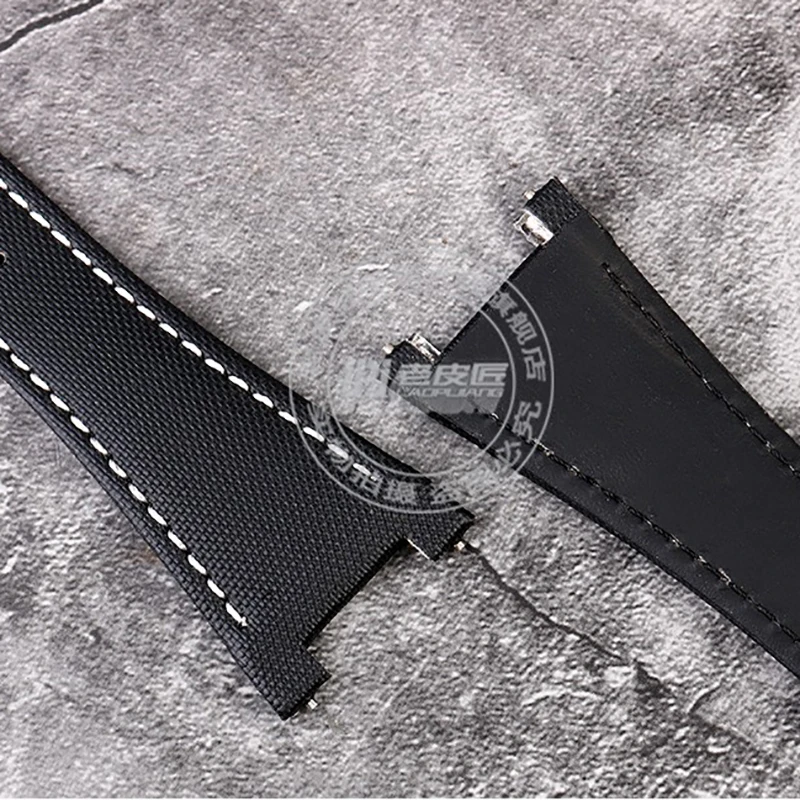 Woven Nylon Leather Bottom Watchband for IWC Engineer IW322703 IW372504  IW500501 IW378507 Iw323601 28*16mm Notched Watch Strap