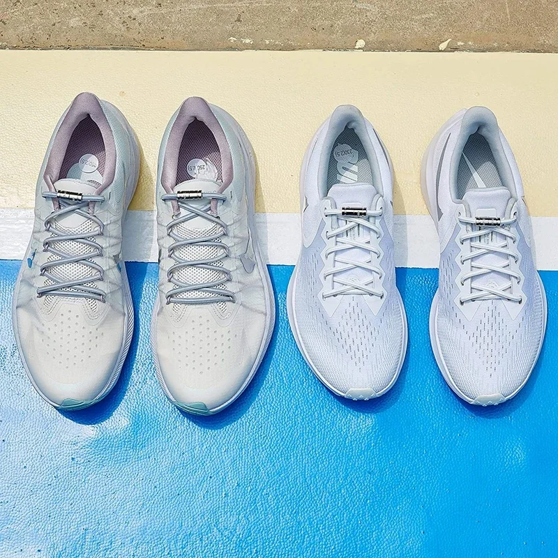 1 Paar runde, elastische Schnürsenkel ohne Binden mit Metallschraubverschluss, Schnellverschluss-Schnürsenkel für Laufschuhe, Sportschuhe, Schuhzubehör – Detail 4