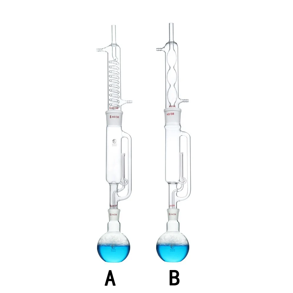 150ml/250ml/500ml/1000ML/2000ML  laboratory glass soxhlet extractor condenser and extractor body, laboratory glassware set